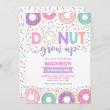Invitación de cumpleaños de Donut que crece Fiesta
