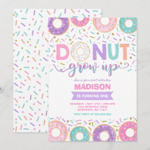 Invitación de cumpleaños de Donut que crece Fiesta