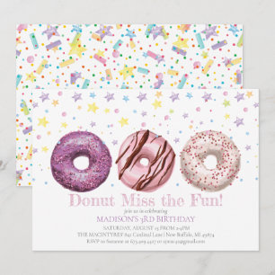 Invitación de cumpleaños de Donut que crece Fiesta