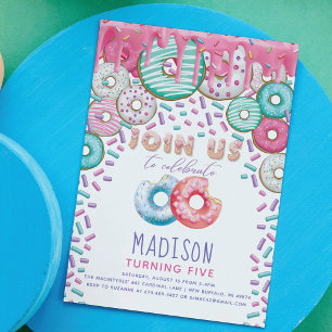 Invitación de cumpleaños de Donut resplandece el c