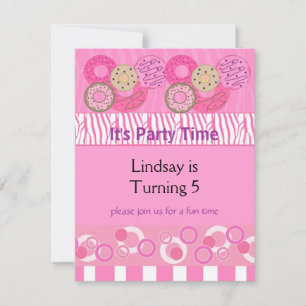 Invitación de cumpleaños de donut rosa