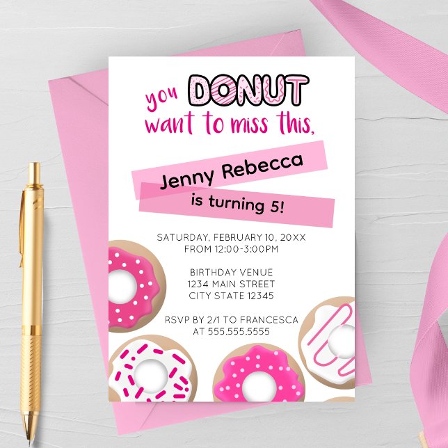 Invitación de cumpleaños de donut rosa (Subido por el creador)