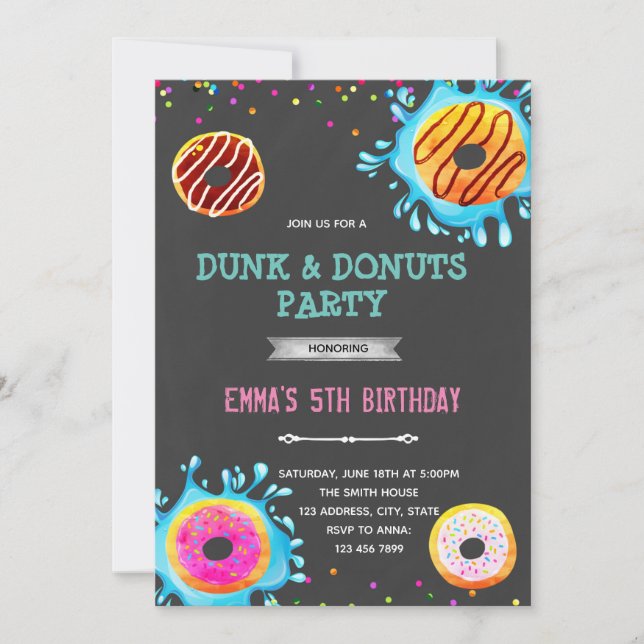 invitación de cumpleaños de donut y remojar (Anverso)