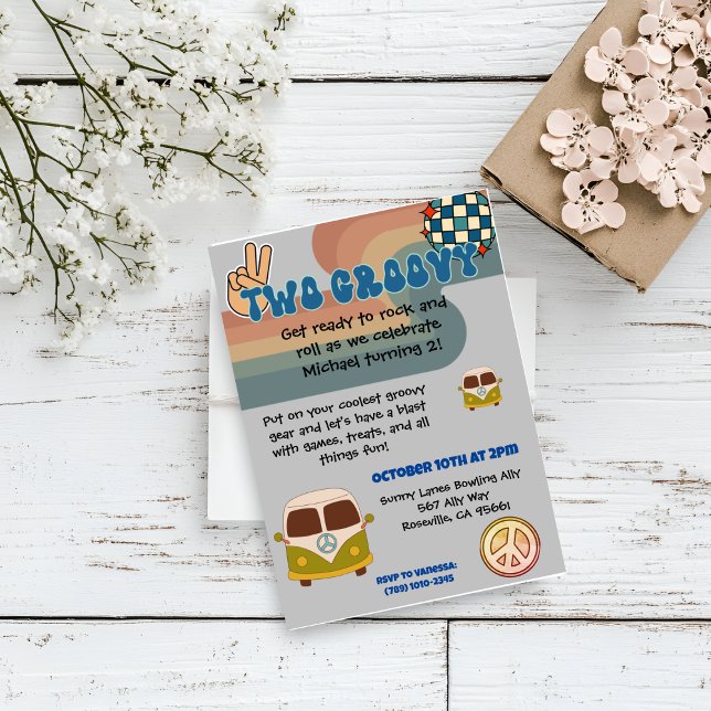 Invitación de cumpleaños de dos chicos de Groovy (Subido por el creador)