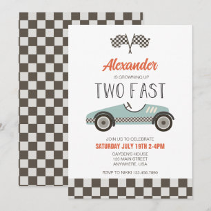 Invitación de cumpleaños de dos coches de carreras