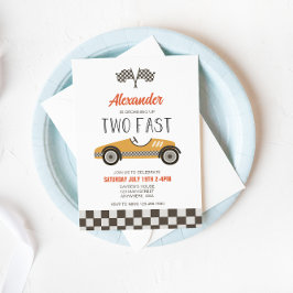 Invitación de cumpleaños de dos coches de carreras