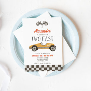 Invitación de cumpleaños de dos coches de carreras