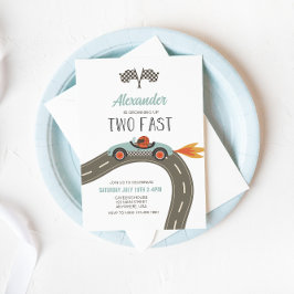 Invitación de cumpleaños de dos coches de carreras