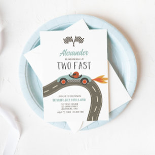 Invitación de cumpleaños de dos coches de carreras