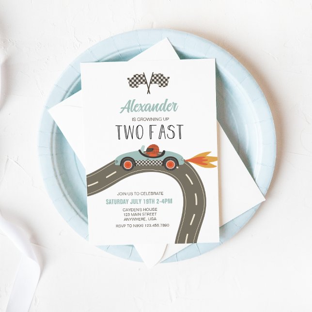 Invitación de cumpleaños de dos coches de carreras (Subido por el creador)