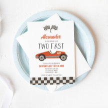 Invitación de cumpleaños de dos coches de carreras
