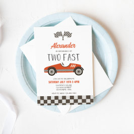 Invitación de cumpleaños de dos coches de carreras
