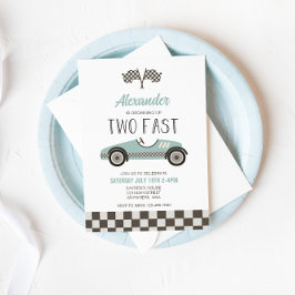 Invitación de cumpleaños de dos coches de carreras