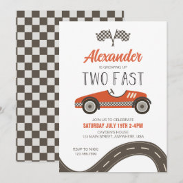 Invitación de cumpleaños de dos coches de carreras