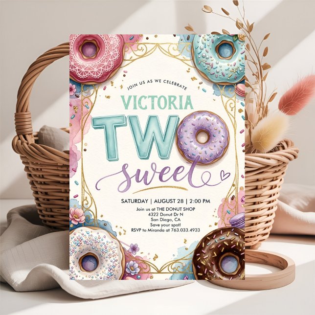 Invitación de cumpleaños de dos donas dulces para  (Subido por el creador)