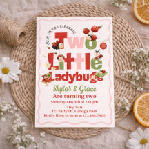 Invitación de cumpleaños de dos mariquitas – Gemel