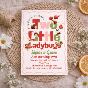 Invitación de cumpleaños de dos mariquitas – Gemel