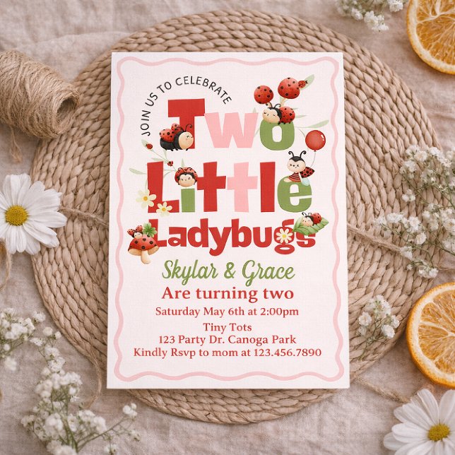 Invitación de cumpleaños de dos mariquitas – Gemel (Subido por el creador)