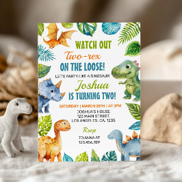 Invitación de cumpleaños de dos Rex de Dinosaurio