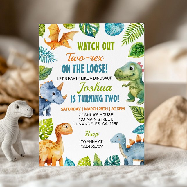 Invitación de cumpleaños de dos Rex de Dinosaurio (Subido por el creador)