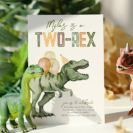 Invitación de cumpleaños de dos rex dinosaurios