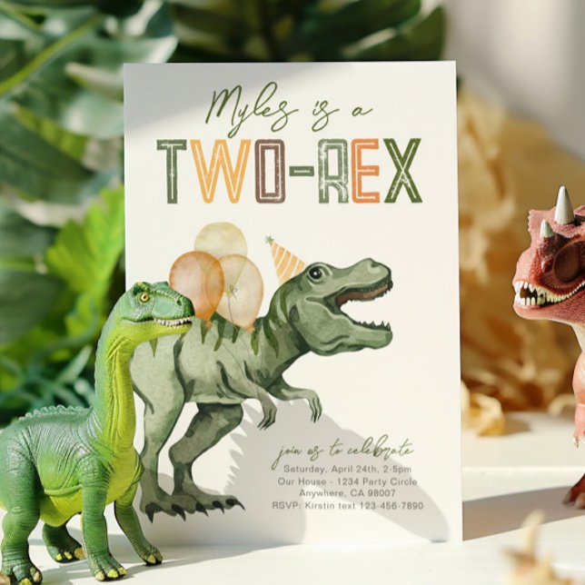 Invitación de cumpleaños de dos rex dinosaurios (Subido por el creador)