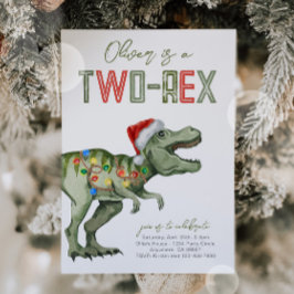 Invitación de cumpleaños de dos Rex Santa Dinosaur