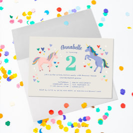 Invitación de cumpleaños de dos unicornios Twonico