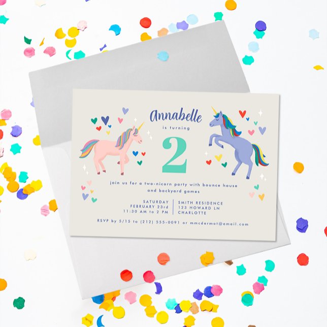 Invitación de cumpleaños de dos unicornios Twonico (Subido por el creador)