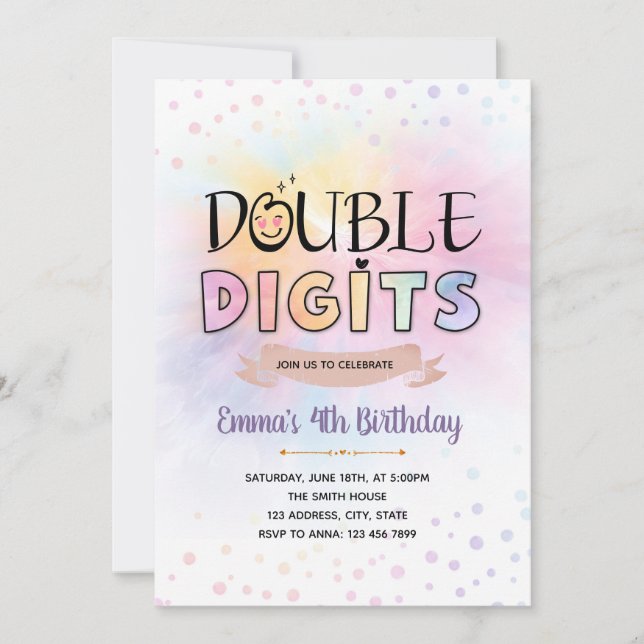 Invitación de cumpleaños de Double Digits Groovy (Anverso)