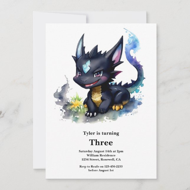 Invitación de cumpleaños de Dragon (Anverso)
