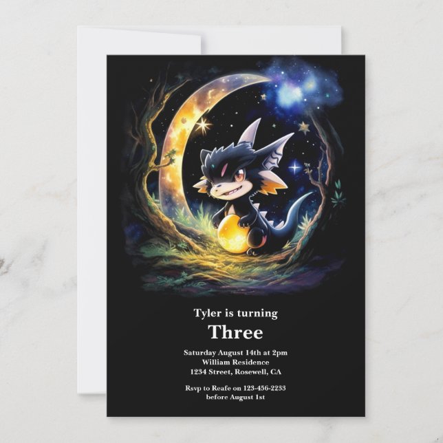 Invitación de cumpleaños de Dragon (Anverso)