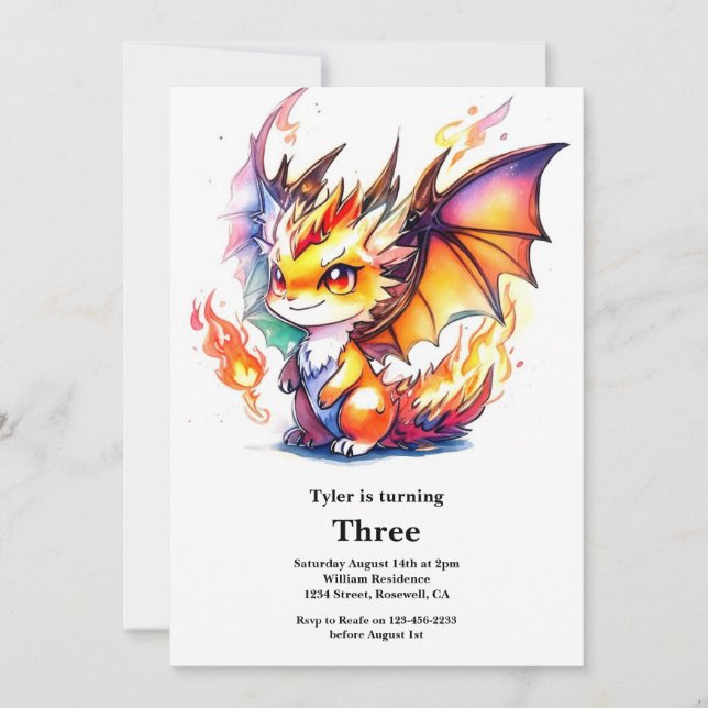 Invitación de cumpleaños de Dragon (Anverso)