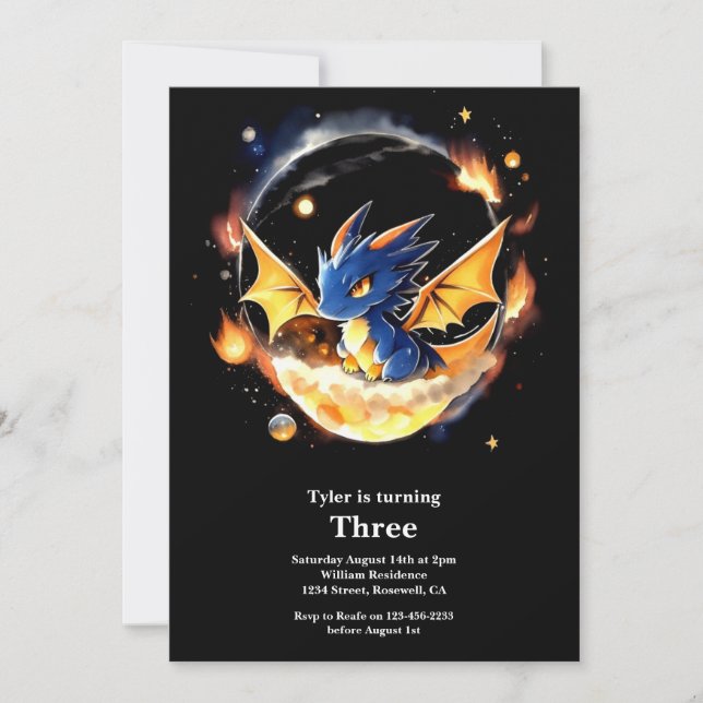 Invitación de cumpleaños de Dragon (Anverso)
