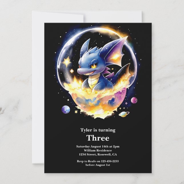 Invitación de cumpleaños de Dragon (Anverso)