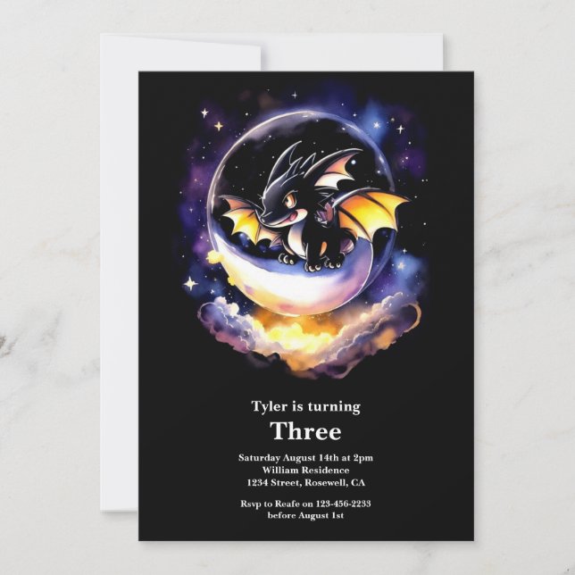 Invitación de cumpleaños de Dragon (Anverso)