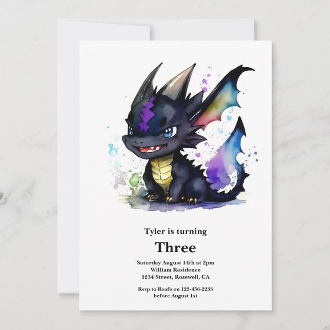 Invitación de cumpleaños de Dragon (Anverso)