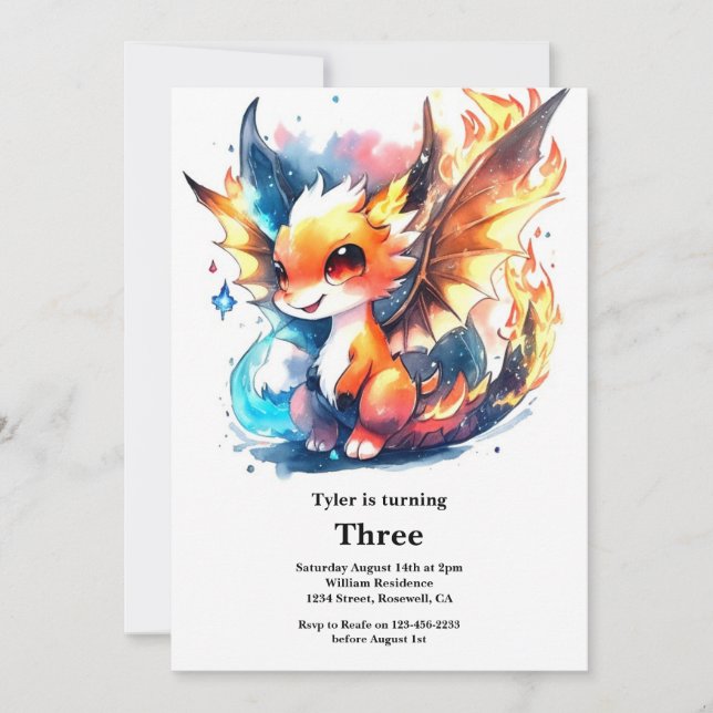 Invitación de cumpleaños de Dragon (Anverso)