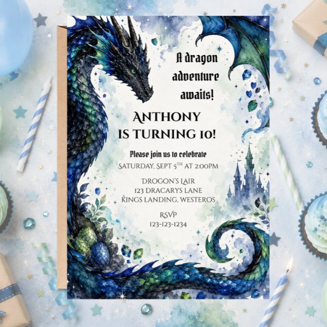 Invitación de cumpleaños de dragón (Subido por el creador)