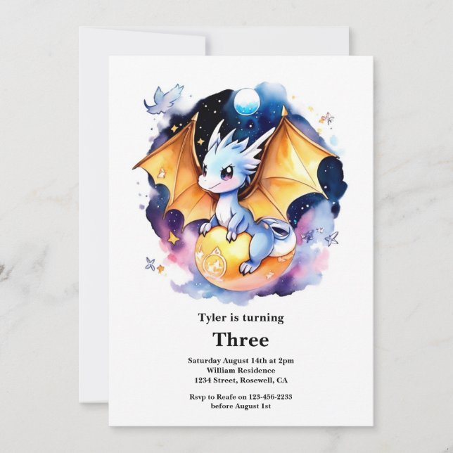 Invitación de cumpleaños de Dragon (Anverso)