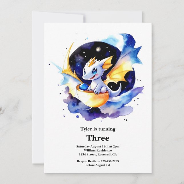 Invitación de cumpleaños de Dragon (Anverso)