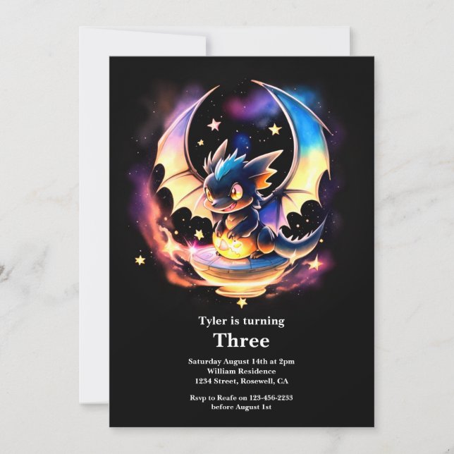 Invitación de cumpleaños de Dragon (Anverso)