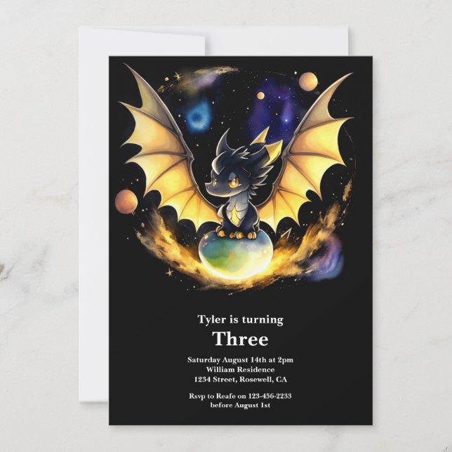 Invitación de cumpleaños de Dragon (Anverso)