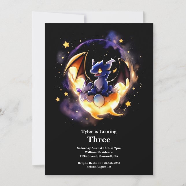 Invitación de cumpleaños de Dragon (Anverso)