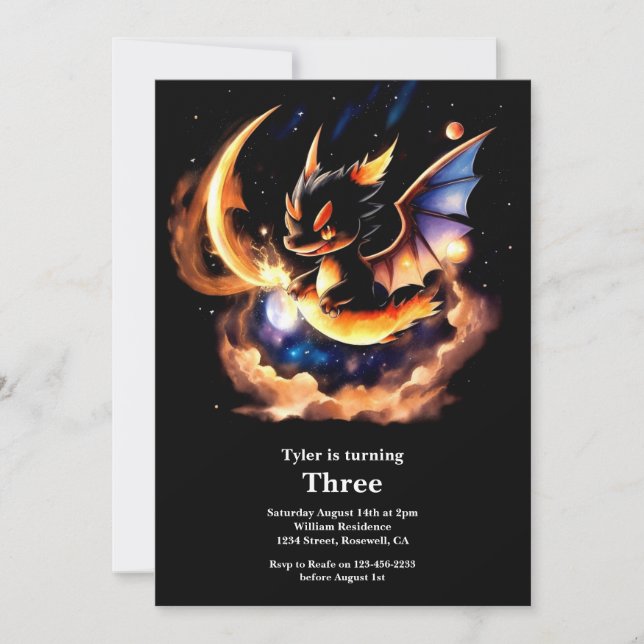 Invitación de cumpleaños de Dragon (Anverso)