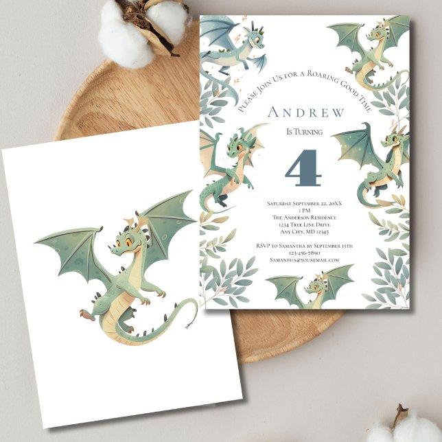 Invitación de cumpleaños de Dragon Boys 3º 4º 5º (Dragon Boys Birthday Invitation. 1st, 2nd 3rd, 4th 5th birthday)