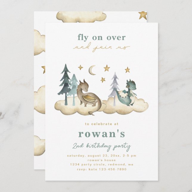 Invitación de cumpleaños de Dragon | Invitación a  (Anverso / Reverso)