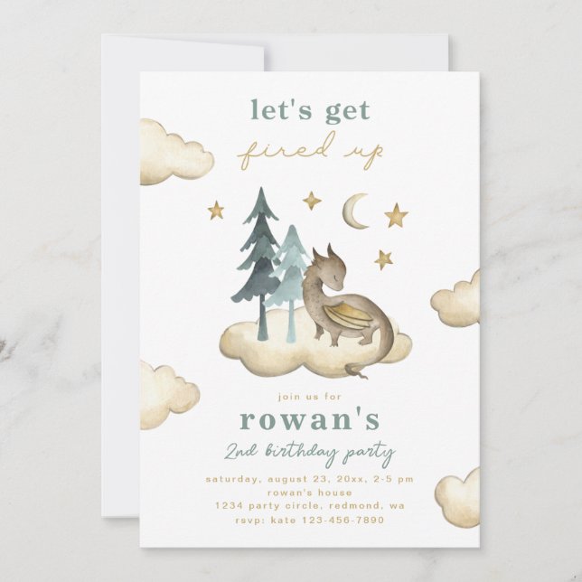 Invitación de cumpleaños de Dragon | Invitación a  (Anverso)