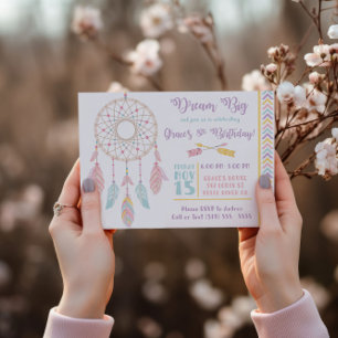 Invitación de cumpleaños de Dream Big Dream Catche