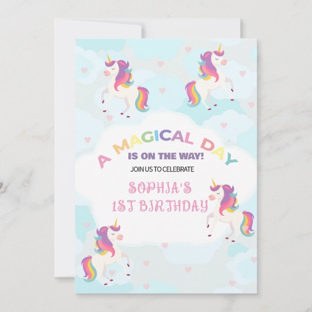 Invitación de cumpleaños de Dreamy Unicorn (Anverso)